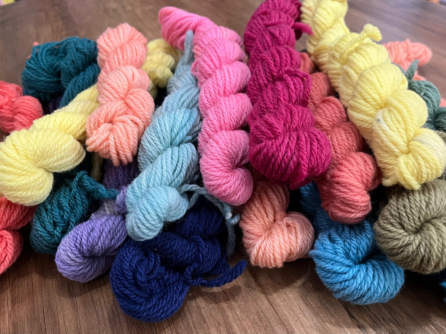 naturally dyed mini rainbow skeins, set of 15