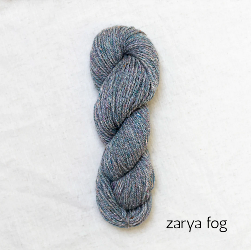 Peace Fleece DK weight Navajo Rambouillet, Fine Wool, and Mohair yarn in shade zarya fog.