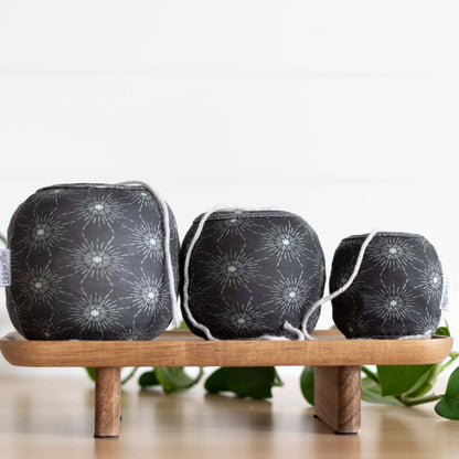 Cozy Cakes yarn cozies in night sky