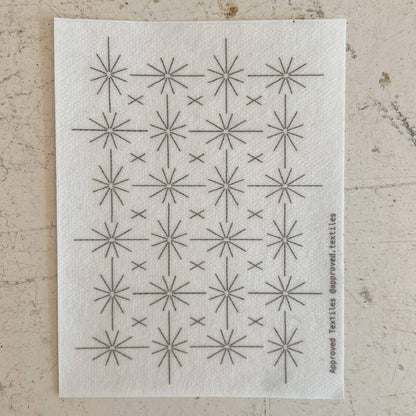Approved Textiles Stars visible mending transfers featuring star-inspired patterns for decorative hand stitching and clothing repair.