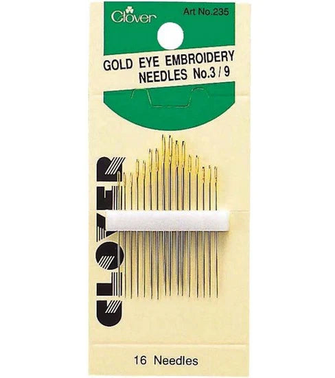 Clover Gold Eye Embroidery Needles (no. 3-9)
