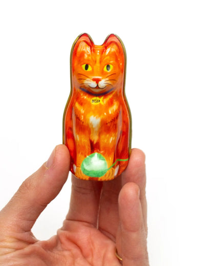 Orange Cat Tin with Stitch Markers
