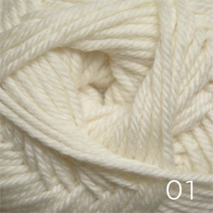 Cascade 220 Superwash Merino yarn, a 100% machine-washable merino wool in color 01 cream