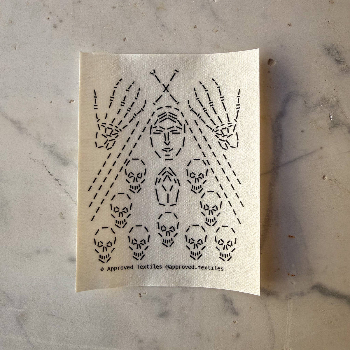Approved Textiles Baba Yaga visible mending transfer set featuring three folklore-inspired designs printed on water-soluble stabilizer.