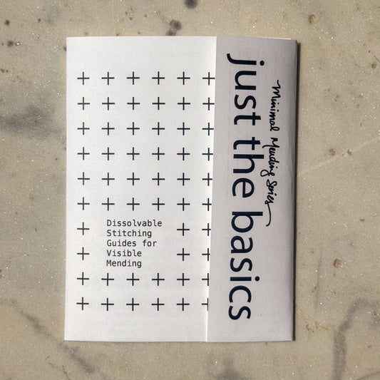 Approved Textiles stitch practice transfers with 5 mm grids and four patterns for parallel and staggered running stitches and crosses.