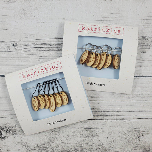 Katrinkles Wood Cat Stitch Marker Set