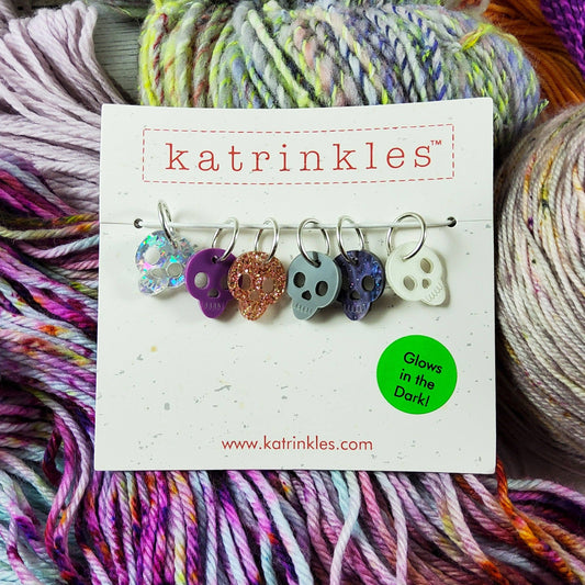 Katrinkles Starry Sky Skull Stitch Markers