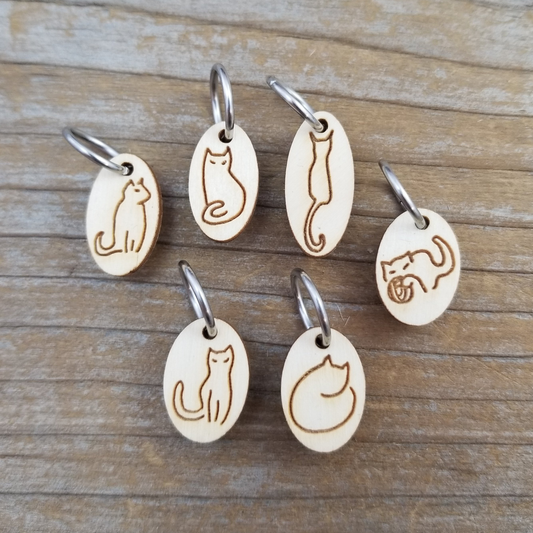 Katrinkles Wood Cat Stitch Marker Set