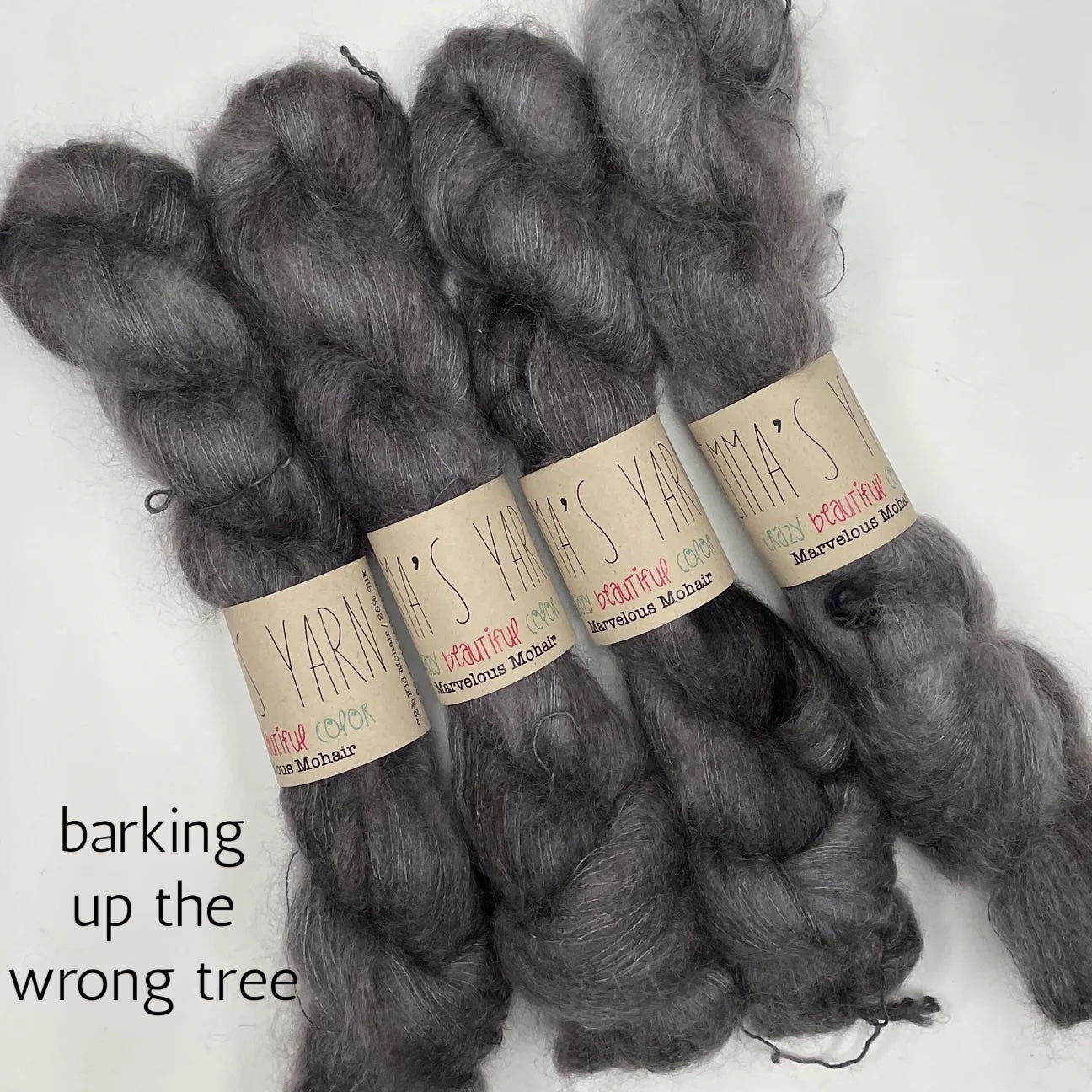Emma's Yarn laceweight silk mohair yarn barking up the wrong tree