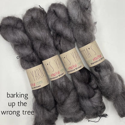 Emma's Yarn laceweight silk mohair yarn barking up the wrong tree