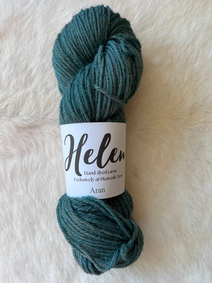 Helen Aran BFL Shetland Alpaca wool yarn in blue spruce