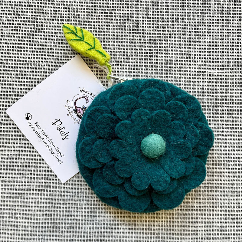 small pouch teal flower