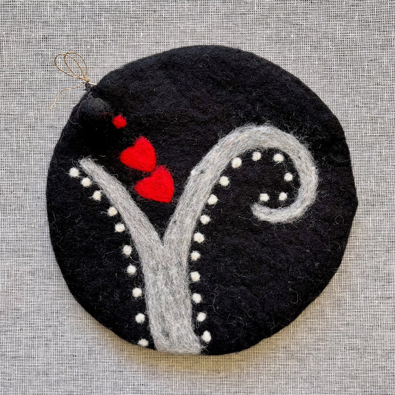 round pouch with branch & heart