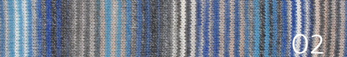 Ella Rae Flux sport weight wool/acrylic self striping yarn in color 02