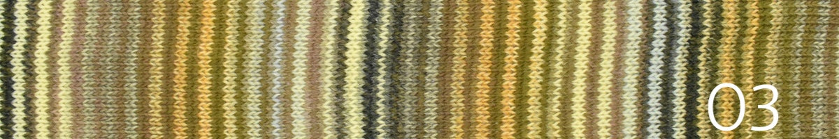 Ella Rae Flux sport weight wool/acrylic self striping yarn in color 03