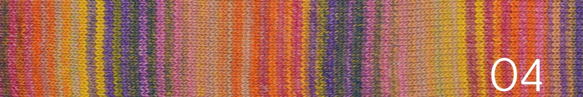 Ella Rae Flux sport weight wool/acrylic self striping yarn in color 04