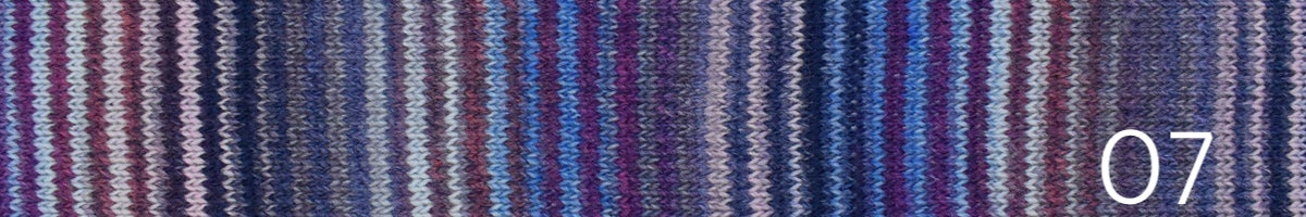 Ella Rae Flux sport weight wool/acrylic self striping yarn in color 07