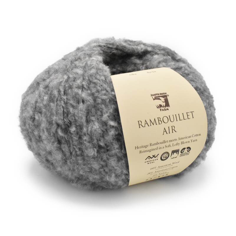Rambouillet Air by Juniper Moon Farms bulky weight wool, cotton, and nylon blend yarn. 