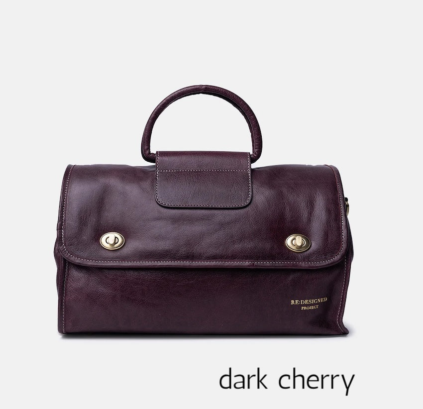 Re:designed project 73 leather knitting bag in dark cherry