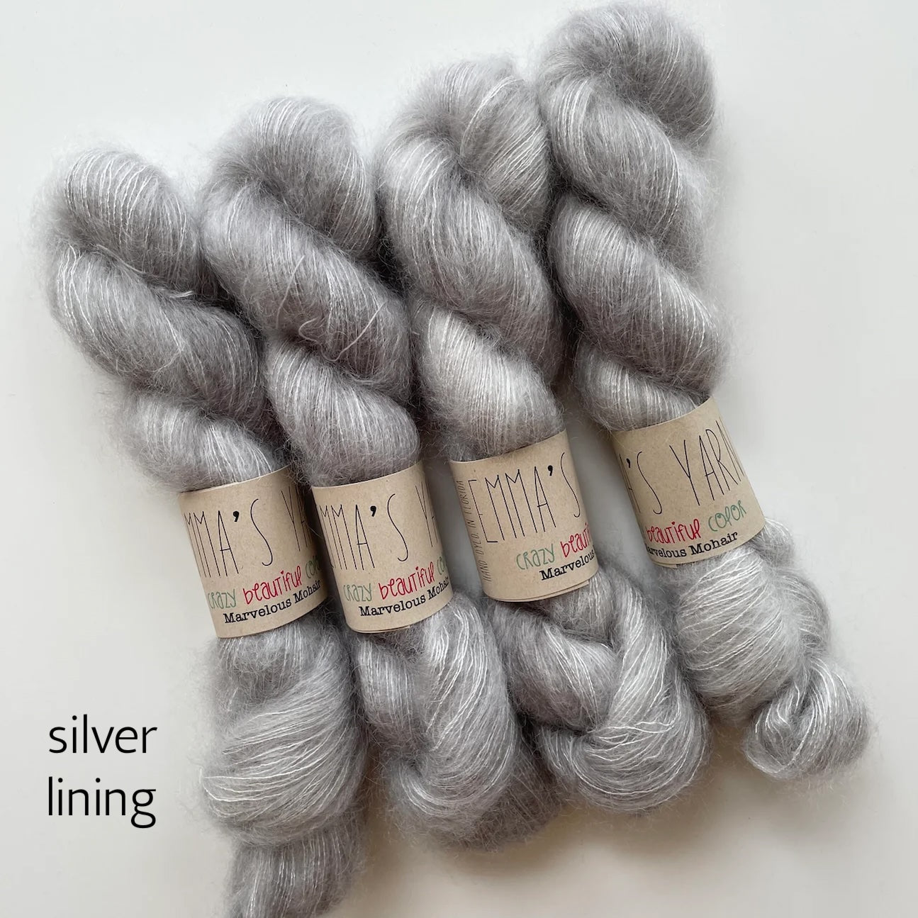 Emma's Yarn laceweight silk mohair yarn, silver lining