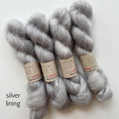 Emma's Yarn laceweight silk mohair yarn, silver lining