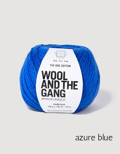"wool and the gang" "the one cotton" cotton linen dk yarn in azure blue