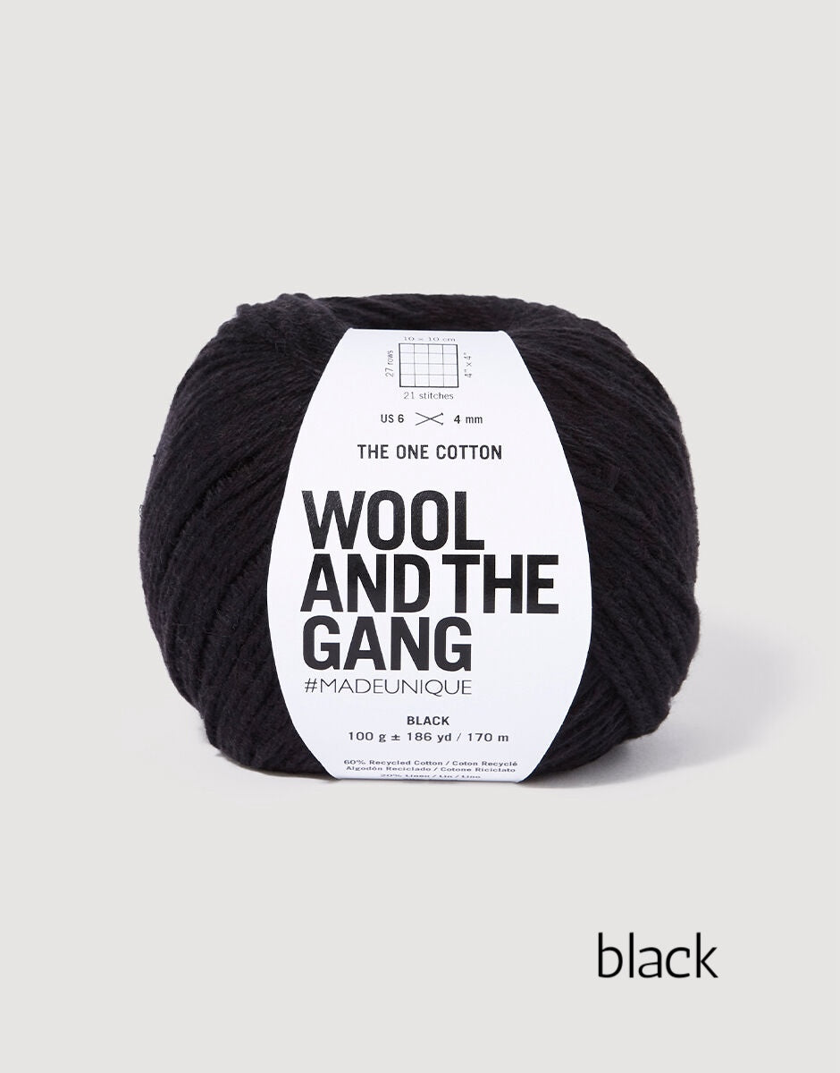 "wool and the gang" "the one cotton" cotton linen dk yarn in black