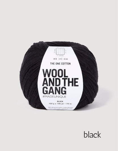 "wool and the gang" "the one cotton" cotton linen dk yarn in black