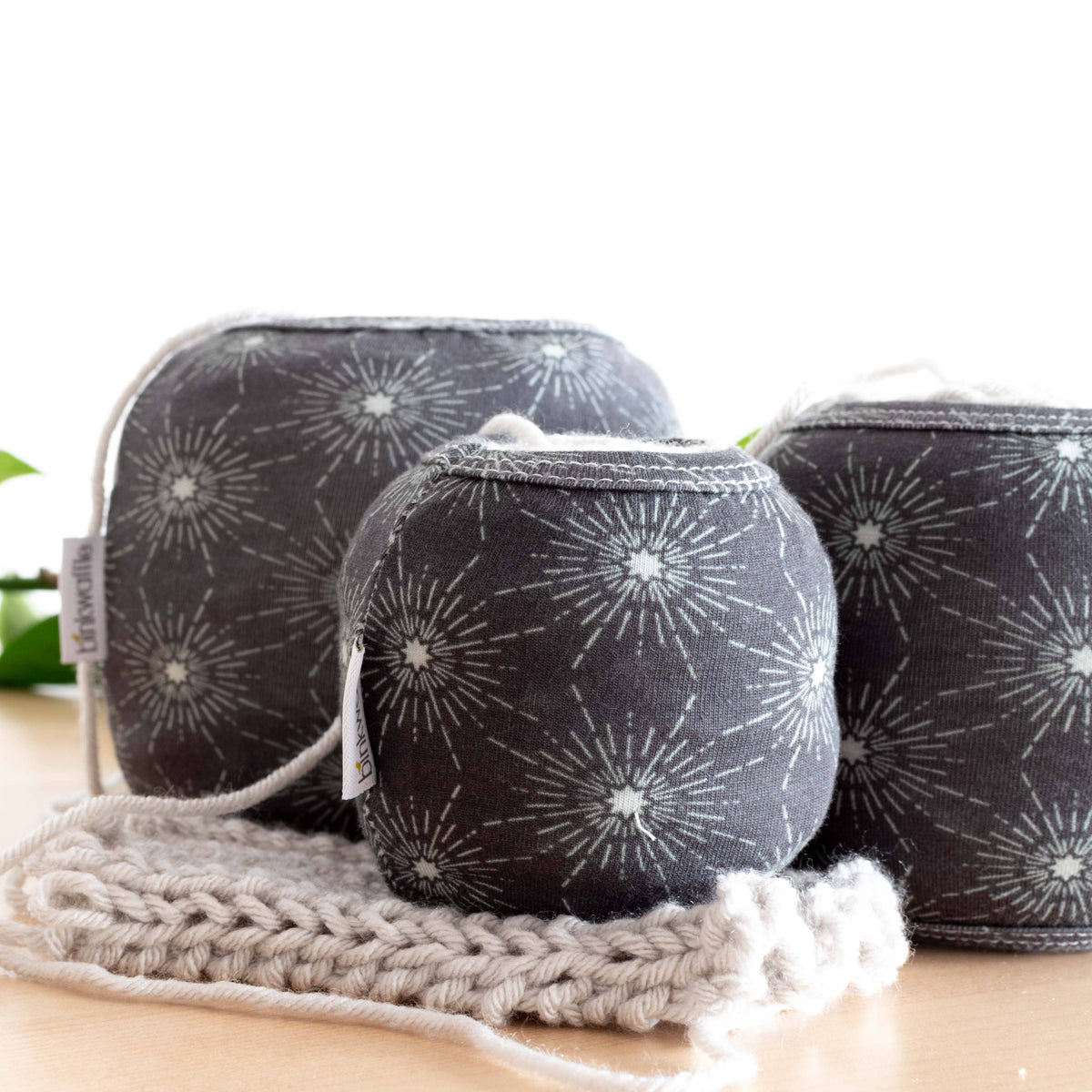 Cozy Cakes yarn cozies in night sky