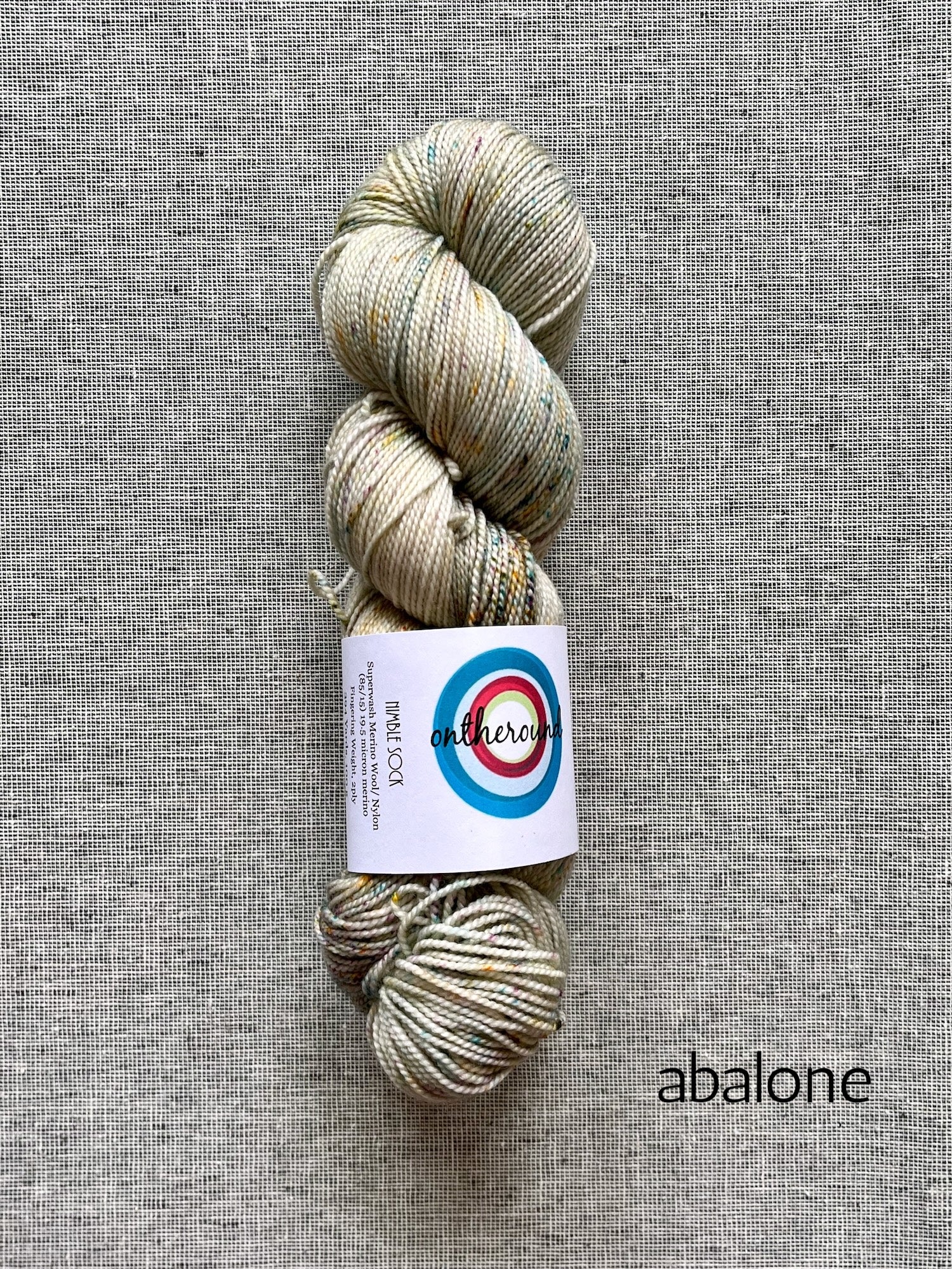 ontheround nimble superwash merino sock yarn in abalone