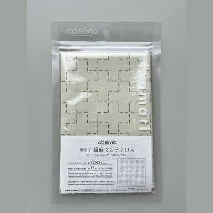 COSMO pre-printed cotton/linen Sashiko fabric in cream cross design