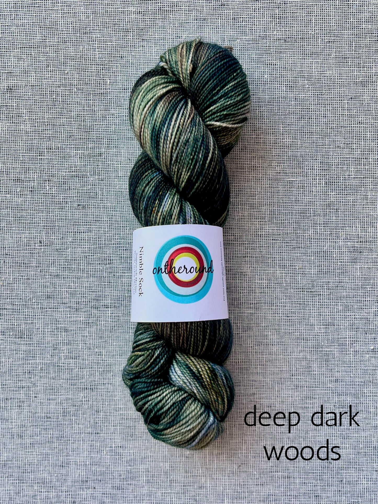 ontheround nimble sock yarn in deep dark woods