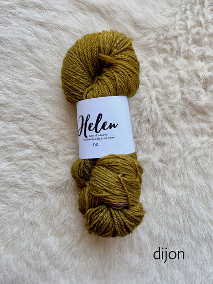 Helen DK BFL Shetland Alpaca wool yarn in dijon yellow
