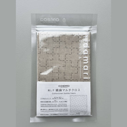 COSMO pre-printed cotton/linen Sashiko fabric in cream cross design