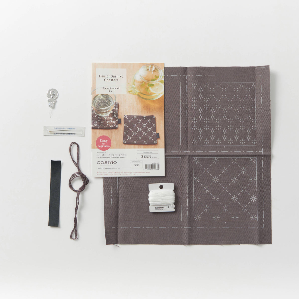 COMSO sashiko coaster kit in grey
