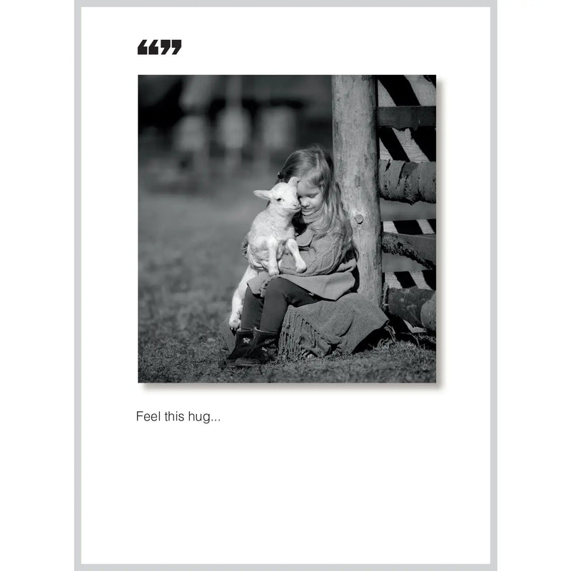 Feel this hug / and get well soon (girl with lamb)