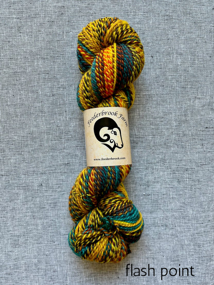 Feederbrook Farm DK weight Blue faced leicester yarn in flash point