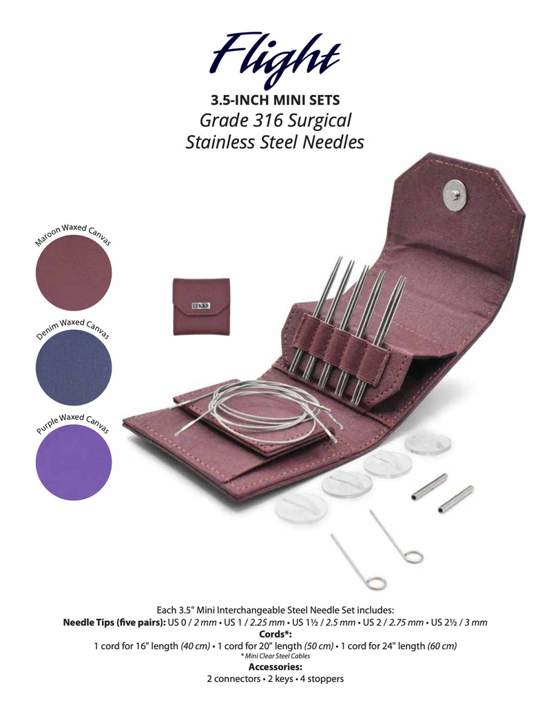 flight 3.5" mini set US 0 to US 2.5 (denim canvas case)