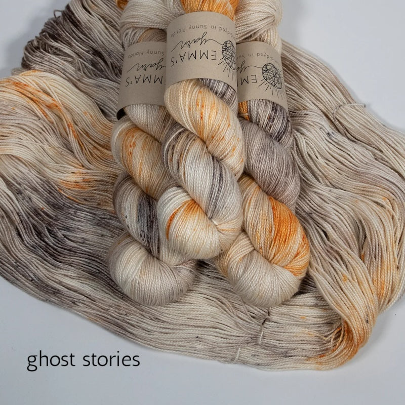 Emma's Yarn Practically Perfect Sock fingering merino nylon yarn, ghost stories
