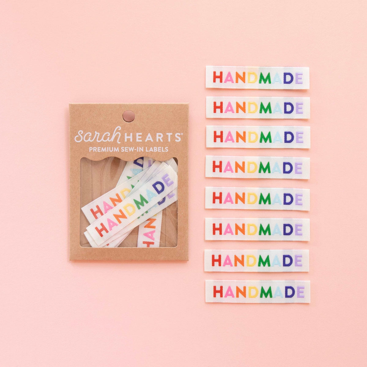 Sarah Hearts Sew in Labels in style Handmade rainbow