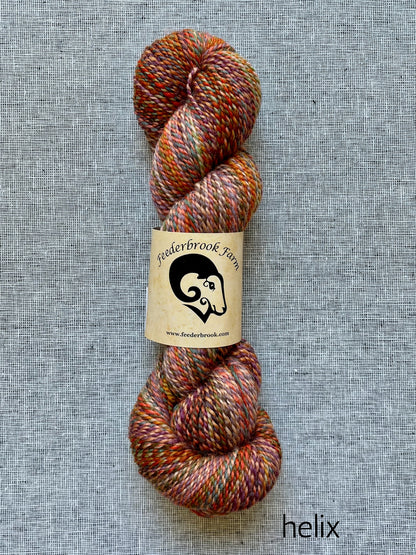 Feederbrook Farm DK weight Blue faced leicester yarn in helix