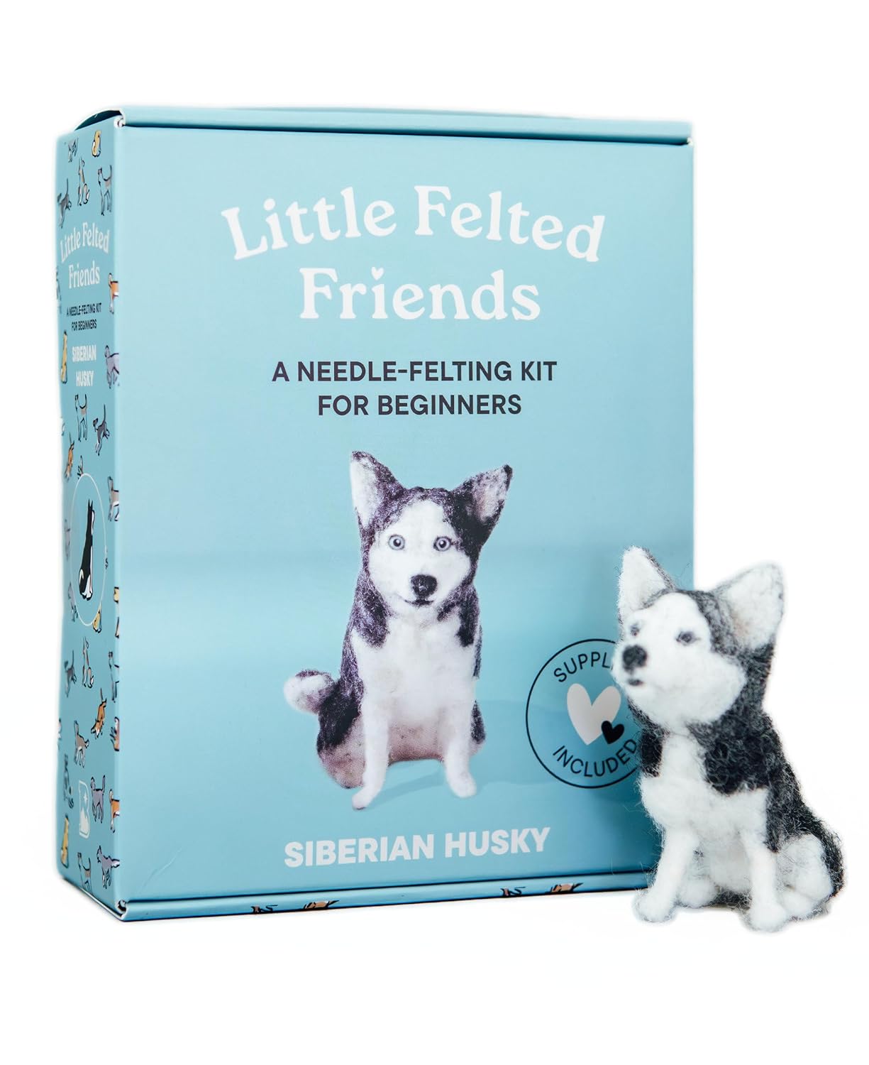 Siberian Husky Little Felted Friends needle felting kits. 