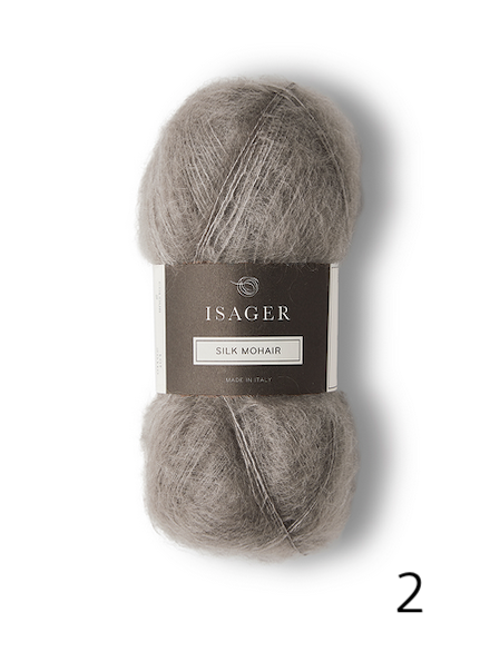 Silk Mohair by Isager lace weight super kid mohair and silk yarn in shade 2.