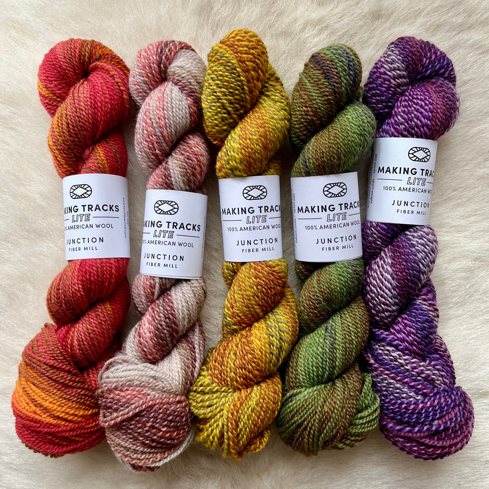 Junction Fiber Mill Making Tracks Lite american wool yarn skeins