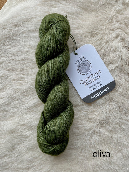 quechua alpaca fingering yarn oliva