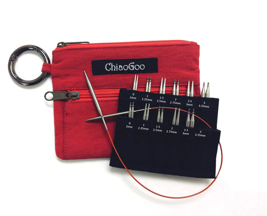 ChiaoGoo 2" & 3" TWIST Shortie Set Mini US0-3 (red case)