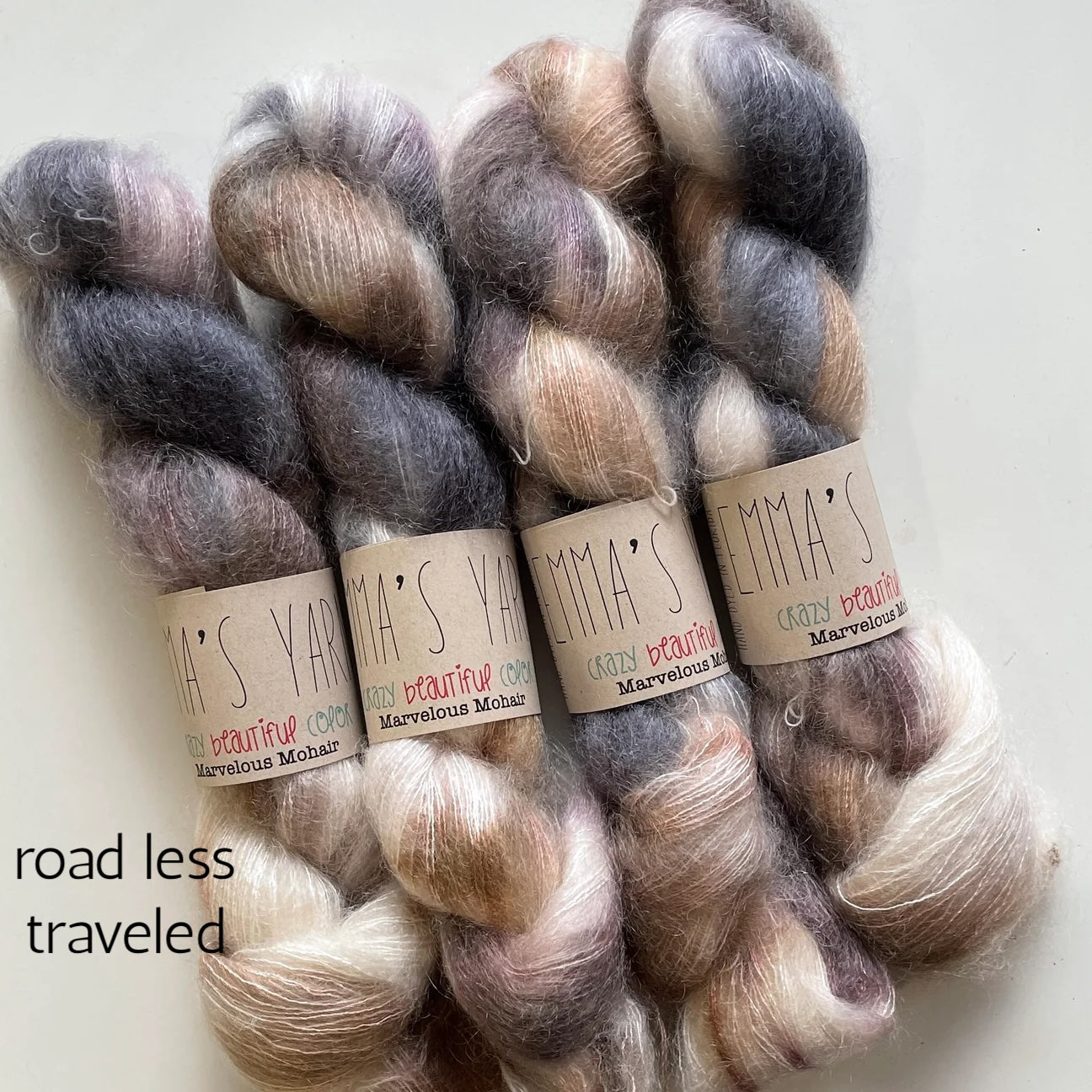 Emma's Yarn laceweight silk mohair yarn, road less traveled