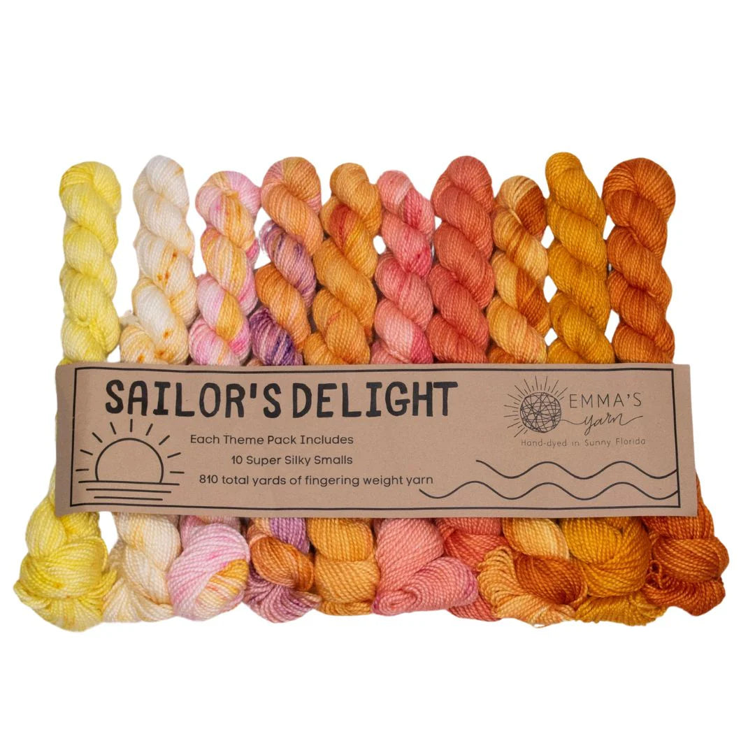 Emma's Yarn Theme Pack in Super Silky superwash merino/silk yarn in Sailor's Delight