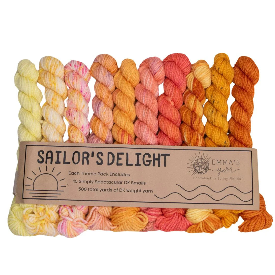 Emma's Yarn Theme Pack of 10 mini skeins of Simply Spectacular DK superwash merino In the colorway Sailor's Delight