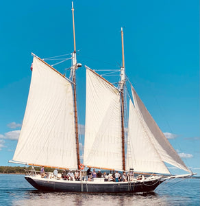 Sunset Knitting Sail on the Schooner Charm